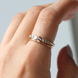 14K Gold Filled Birthstone and Initial Ring Set