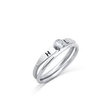 Initial and Birthstone Ring Set in Sterling Silver