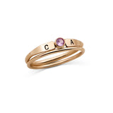 14K Gold Filled Birthstone and Initial Ring Set